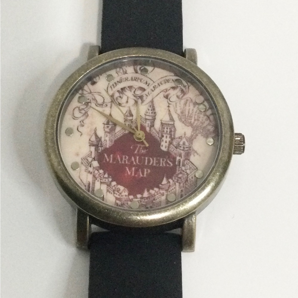 Harry Potter themed Marauder's Map Inspired Black Strap Watch